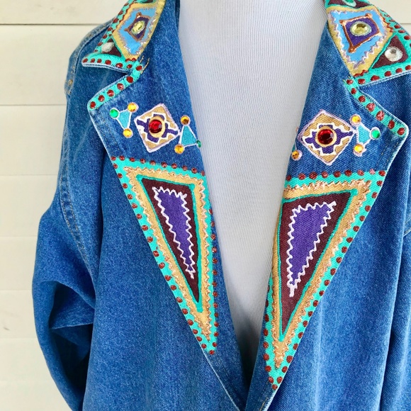 Sunbelt BeJeweled Painted Denim Duster Coat - Picture 3 of 8